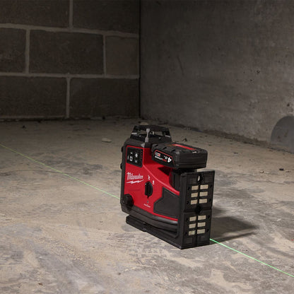Milwaukee M12A3PLO-0C 12V M12 Green Auto Alignment 360° 3 Plane Laser with 1 x 2.0Ah Battery Charger Case & Laser Tripod